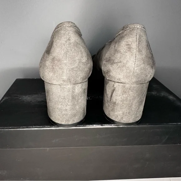 EXPRESSION Amara block heel shoe / pump grey faux suede size 8 with box - Picture 6 of 9